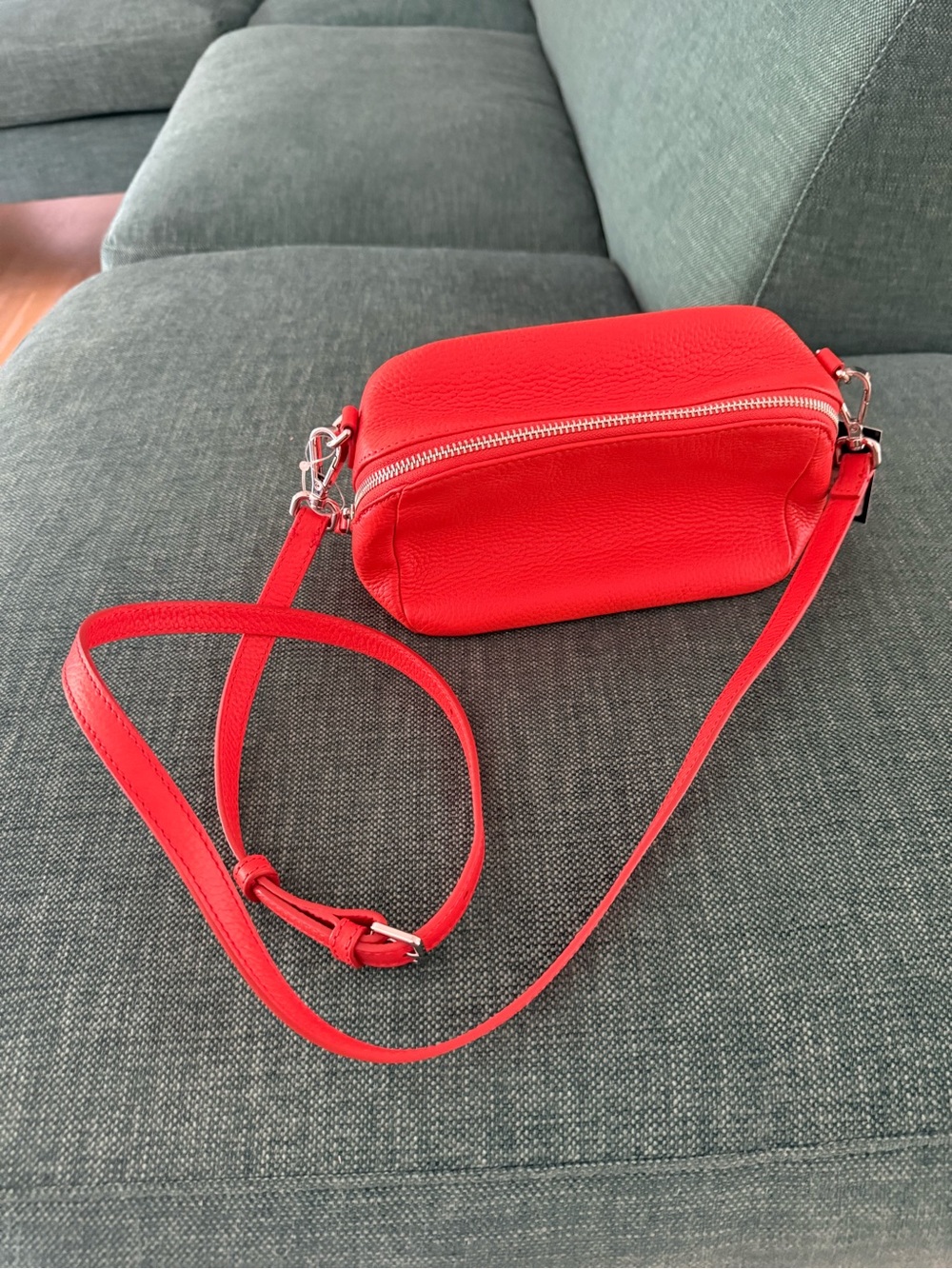 Orange Leather Crossbody Camera Bag - Women's Shoulder Bag